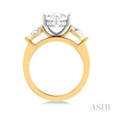 1 ctw Tri-Mount Marquise Shape Center Pear and Round Cut Diamond Semi Mount Engagement Ring in 14K Yellow and White Gold