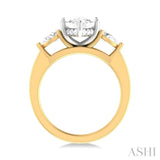 1/2 ctw Tri-Mount Marquise Shape Center Pear and Round Cut Diamond Semi Mount Engagement Ring in 14K Yellow and White Gold