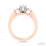 1/4 ctw Tri-Mount Marquise Shape Center Pear and Round Cut Diamond Semi Mount Engagement Ring in 14K Rose and White Gold