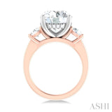 1 ctw Tri-Mount Past, Present and Future Round Cut Diamond Semi Mount Engagement Ring in 14K Rose and White Gold