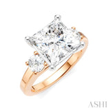 1/2 Ctw Tri-Mount Princess Shape Round Cut Diamond Semi-Mount Engagement Ring in 14K Rose and White Gold