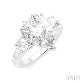 1/2 Ctw Tri-Mount Pear Shape Round Cut Diamond Semi-Mount Engagement Ring in 14K White Gold