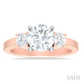 1/2 ctw Tri-Mount Past, Present and Future Round Cut Diamond Semi Mount Engagement Ring in 14K Rose and White Gold