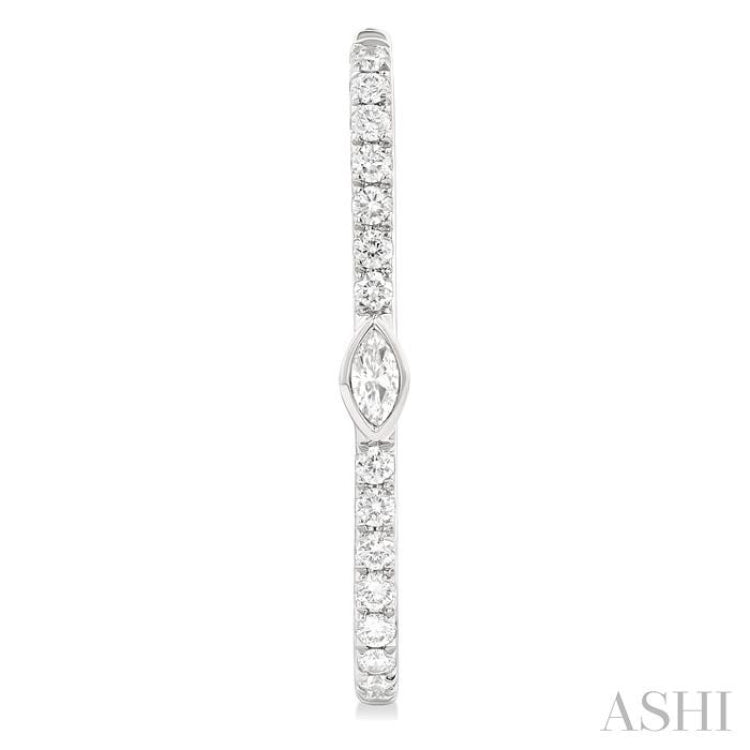 1/3 ctw Marquise and Round Cut Diamond Rectangular Fashion Hoop Earrings in 14K White Gold