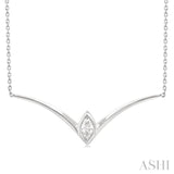 1/4 Ctw Chevron Bezel Marquise Cut Diamond Necklace in 14K White Gold