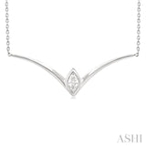 1/4 Ctw Chevron Bezel Marquise Cut Diamond Necklace in 14K White Gold
