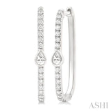 3/8 Ctw Pear and Round Cut Diamond Rectangular Fashion Hoop Earrings in 14K White Gold