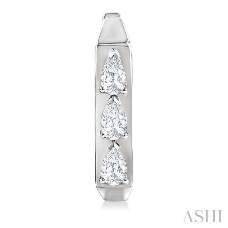 1/2 Ctw Pear Cut Diamond Hexagonal Fashion Hoop Earrings in 14K White Gold