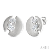 1/2 Ctw Split Circle Oval and Pear Cut Diamond Fashion Stud Earrings in 14K White Gold