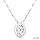 1/3 Ctw Bezel Set Oval Cut Diamond Bubble Fashion Pendant With Chain in 14K White Gold