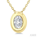 1/3 Ctw Bezel Set Oval Cut Diamond Bubble Fashion Pendant With Chain in 14K Yellow Gold