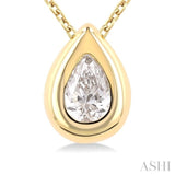 1/3 Ctw Bezel Set Pear Cut Diamond Bubble Fashion Pendant With Chain in 14K Yellow Gold