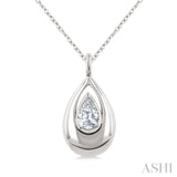 1/4 Ctw Teardrop Pear Cut Diamond Fashion Pendant With Chain in 14K White Gold
