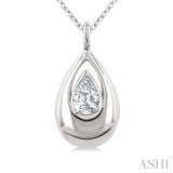 1/4 Ctw Teardrop Pear Cut Diamond Fashion Pendant With Chain in 14K White Gold