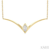 1/4 Ctw Chevron Bezel Marquise Cut Diamond Necklace in 14K Yellow Gold