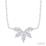 1/3 Ctw Semi-Circle Chevron Marquise Cut Diamond Fashion Necklace in 14K White Gold