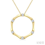 1/4 Ctw Petite Bamboo Shoot Inspired Round Cut Diamond Fashion Pendant With Chain in 14K Yellow Gold