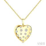 1/6 Ctw Bold Puffed Heart Round Cut Diamond Sprinkled Fashion Pendant With Chain in 10K Yellow Gold