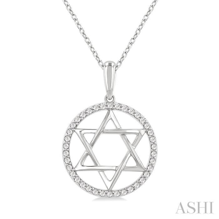 .15CTRDDM STAR OF DAVID PD WG 10K-S+CH*