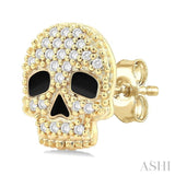 1/6 Ctw Petite Skull Round Cut Diamond Fashion Earrings in 10K Yellow Gold
