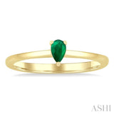 5x3 MM Pear shape Emerald Precious Solitaire Ring in 14K Yellow Gold