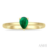 6x4 MM Pear Shape Emerald Precious Solitaire Ring in 14K Yellow Gold