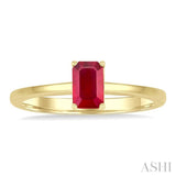 6x4 MM Octagon Shape Ruby Precious Solitaire Ring in 14K Yellow Gold