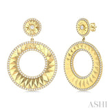 1 7/8 ctw Open Window Circle Dangler Round Cut Diamond Fashion Earrings in 14K Yellow Gold