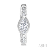 1/3 Ctw Marquise Centerpiece and Round Cut Diamond Fashion Huggie Earrings in 14K White Gold