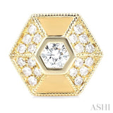 3/8 ctw Hexagon Shape Round Cut Diamond Fashion Stud Earrings in 14K Yellow Gold