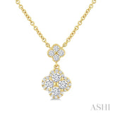 1/2 Ctw Clover Round Cut Diamond Station Necklace in 14K Yellow Gold