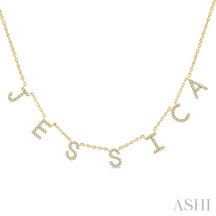 1/4 Ctw 'JESSICA'  Space Name Diamond Necklace in 10K Yellow Gold