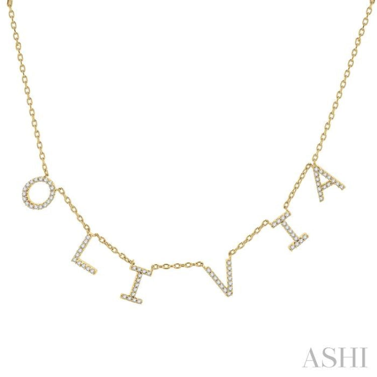 1/5 Ctw 'OLIVIA'  Space Name Diamond Necklace in 10K Yellow Gold