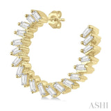 3/4 ctw Graduated Baguette Diamond Hoop Earring in 14K Yellow Gold