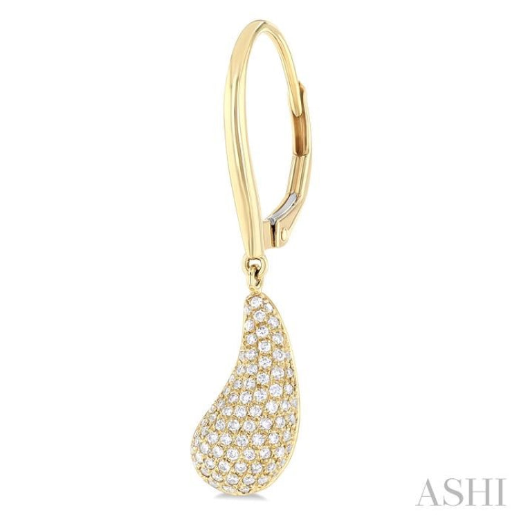 1/2 ctw Curved Tear Drop Round Cut Diamond Fashion Earrings in 14K Yellow Gold
