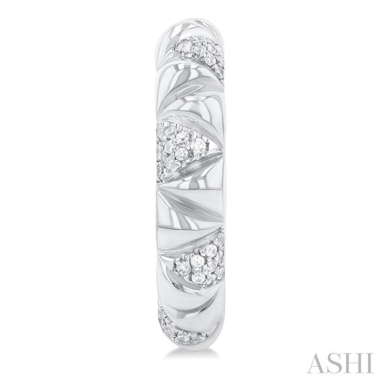1/3 ctw Art Deco Inspired Round Cut Diamond Fashion Half Hoop Earring in 10K White Gold