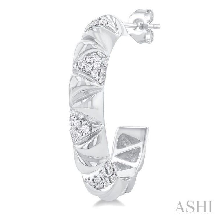 1/3 ctw Art Deco Inspired Round Cut Diamond Fashion Half Hoop Earring in 10K White Gold