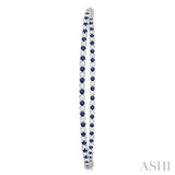 1.6 MM Sapphire and Alternating 1 1/2 ctw Round Cut Inside-Out Diamond Precious Hoop Earrings in 14K White Gold