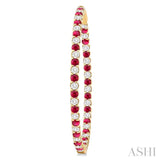 2.3 MM Ruby and Alternating 2 1/2 ctw Round Cut Inside-Out Diamond Precious Hoop Earrings in 14K Yellow Gold