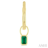 5x3 MM Bezel Set Emerald Precious Fashion Huggie Earrings in 14K Yellow Gold
