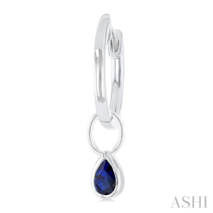 5x3 MM Bezel Set Pear Cut Sapphire Precious Fashion Huggie Earrings in 14K White Gold