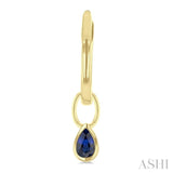 5x3 MM Bezel Set Pear Cut Sapphire Precious Fashion Huggie Earrings in 14K Yellow Gold