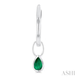 5x3 MM Bezel Set Pear Cut Emerald Precious Fashion Huggie Earrings in 10K White Gold