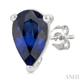 4X3 MM Pear Shape Sapphire Precious Stud Earrings in 14K White Gold