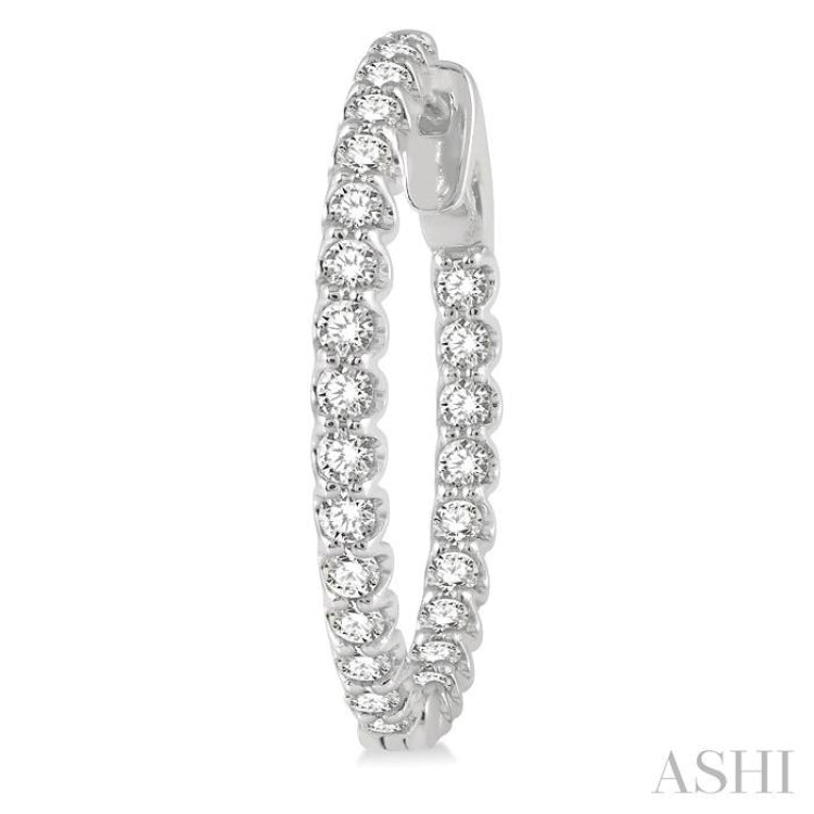 1 1/2 ctw Inside-Out Round Cut Diamond Hoop Earrings in 14K White Gold