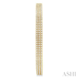 1 ctw Triple Row Pave Set Round Cut Diamond Fashion Hoop Earring in 14K Yellow Gold