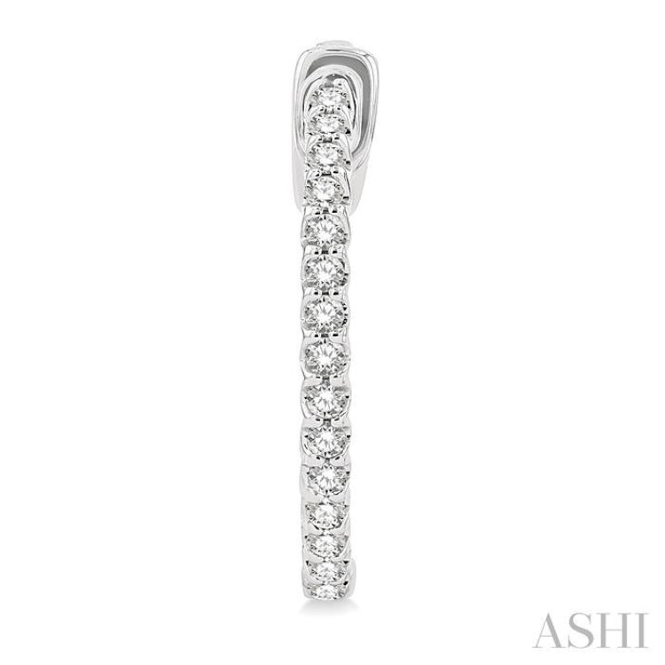 1/2 ctw Inside-Out Round Cut Diamond Hoop Earrings in 14K White Gold