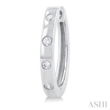 1/6 ctw Flush Bezel Set Diamond Fashion Hoop Earring in 10K White Gold