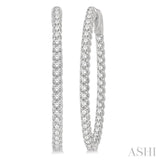 1 1/2 ctw Inside-Out Round Cut Diamond Oval Shape Hoop Earrings in 14K White Gold