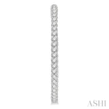 1 1/2 ctw Inside-Out Round Cut Diamond Oval Shape Hoop Earrings in 14K White Gold